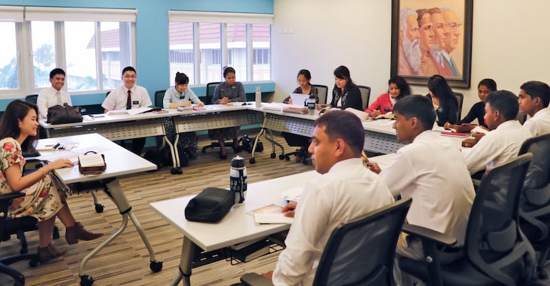 Missionaries sit in class at the Philippines Missionary Training Center in the Philippines.