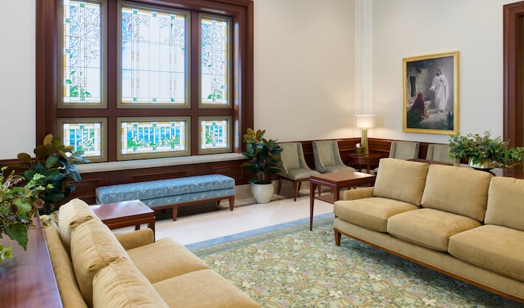 A waiting area in the Willamette Valley Oregon Temple.
