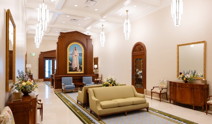 A waiting area inside the Modesto California Temple.