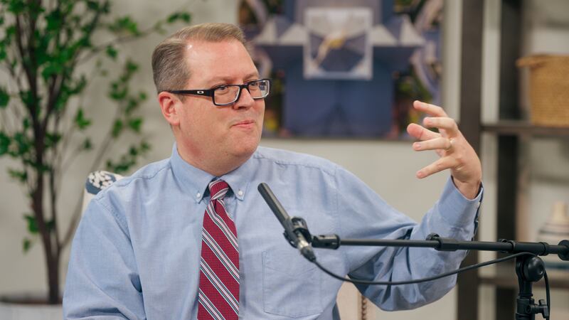 Matthew Grey speaks during the filming of a Church News podcast episode released Tuesday, March 24, 2026.