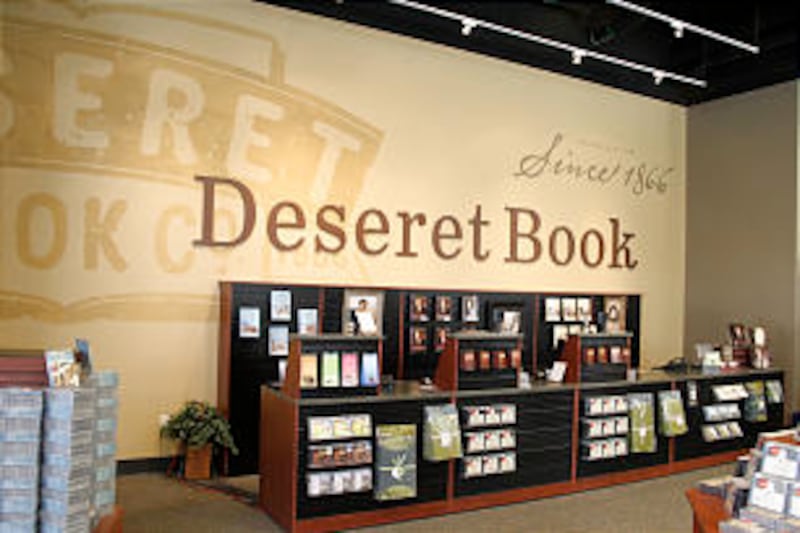 Deseret Book Co. flagship store in downtown Salt Lake City. Sales counter in building interior.