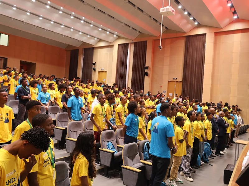 Youth attend the opening ceremony for a For the Strength of Youth conference session in Praia, Cape Verde, Aug. 17, 2026.