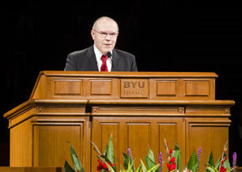 Brother Russel T. Osguthorpe, Sunday School general president, speaks to BYU-Idaho during a campus d
