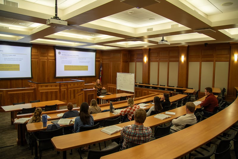 Kelsey Baer Flores teaches a class at BYU Law School in Provo, Utah, on Tuesday, Oct. 27, 2026.
