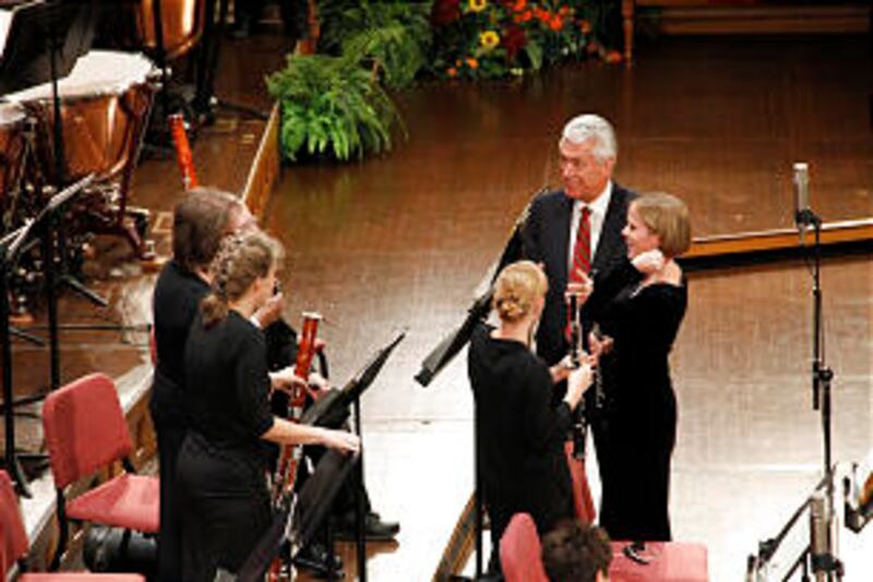 Autumn concert of Orchestra at Temple Square, Oct. 21. During intermission, President Dieter F. Uch
