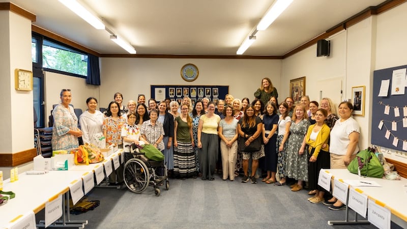 Women from local congregations in and around Vienna, Austria, gather after preparing hygiene kits and encouragement packages for Caritas Austria shelters on Sept. 1, 2026.