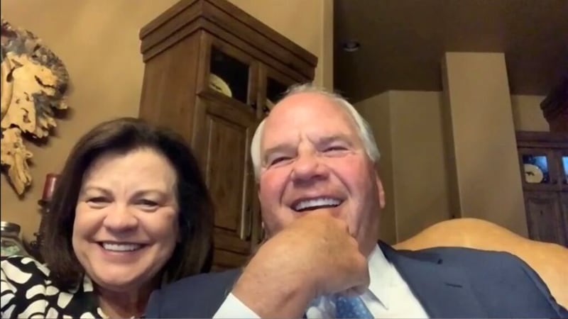 Elder Ronald A. Rasband and his wife, Sister Melanie Rasband, speak at the Orange County Multi-Stake Institute Devotional over videoconference on Aug. 29, 2021.