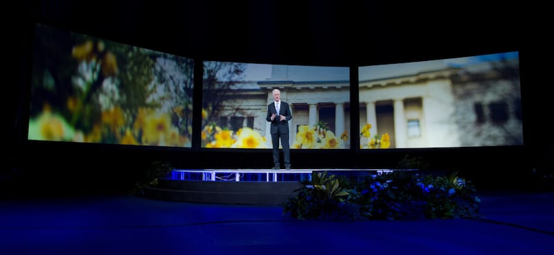 BYU President Kevin J Worthen addresses BYU faculty and staff during the university’s annual University Conference on Aug. 24, 2020.