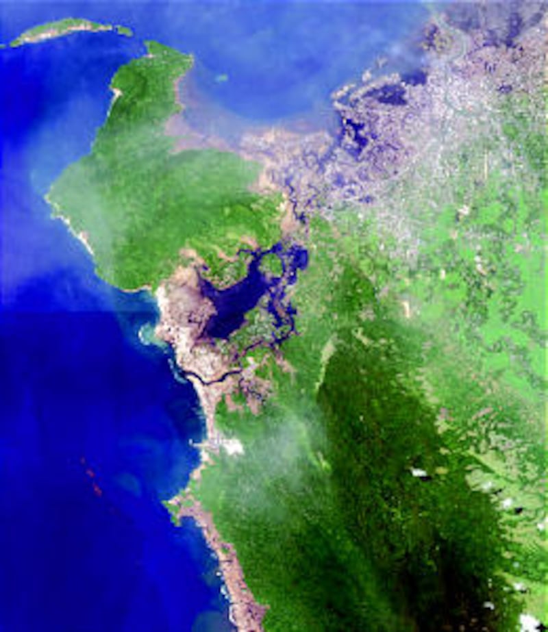 Aerial photograph of Indonesia after tsunami.