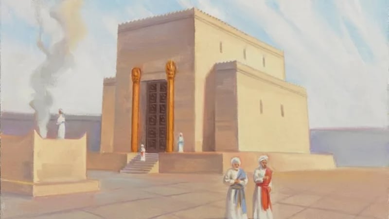 An illustration of the temple of Zerubbabel by Sam Lawlor.