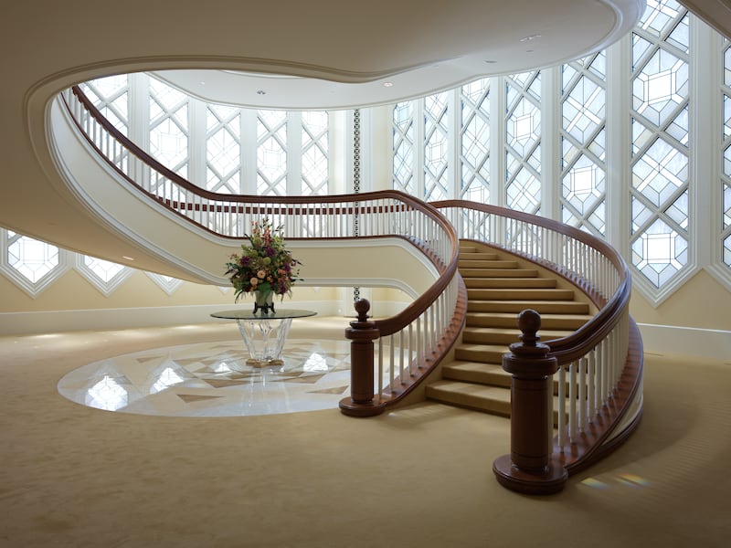 A staircase inside the San Diego California Temple.