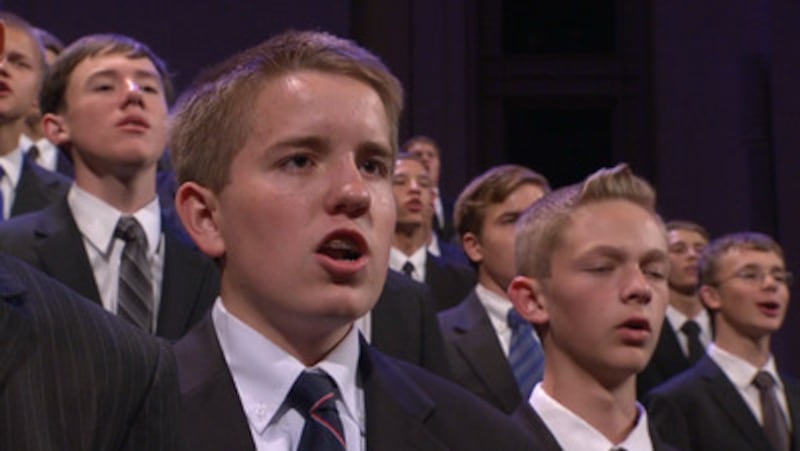 Aaronic Priesthood choir sings during the priesthood session of the 183rd Semiannual General Confere