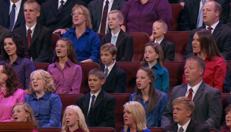 Family choir sings during the afternoon session of the 183rd Semiannual General Conference.