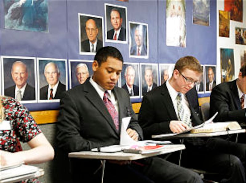 Elder Dylan Loo, from Hawaii, in a Spanish class at the MTC.