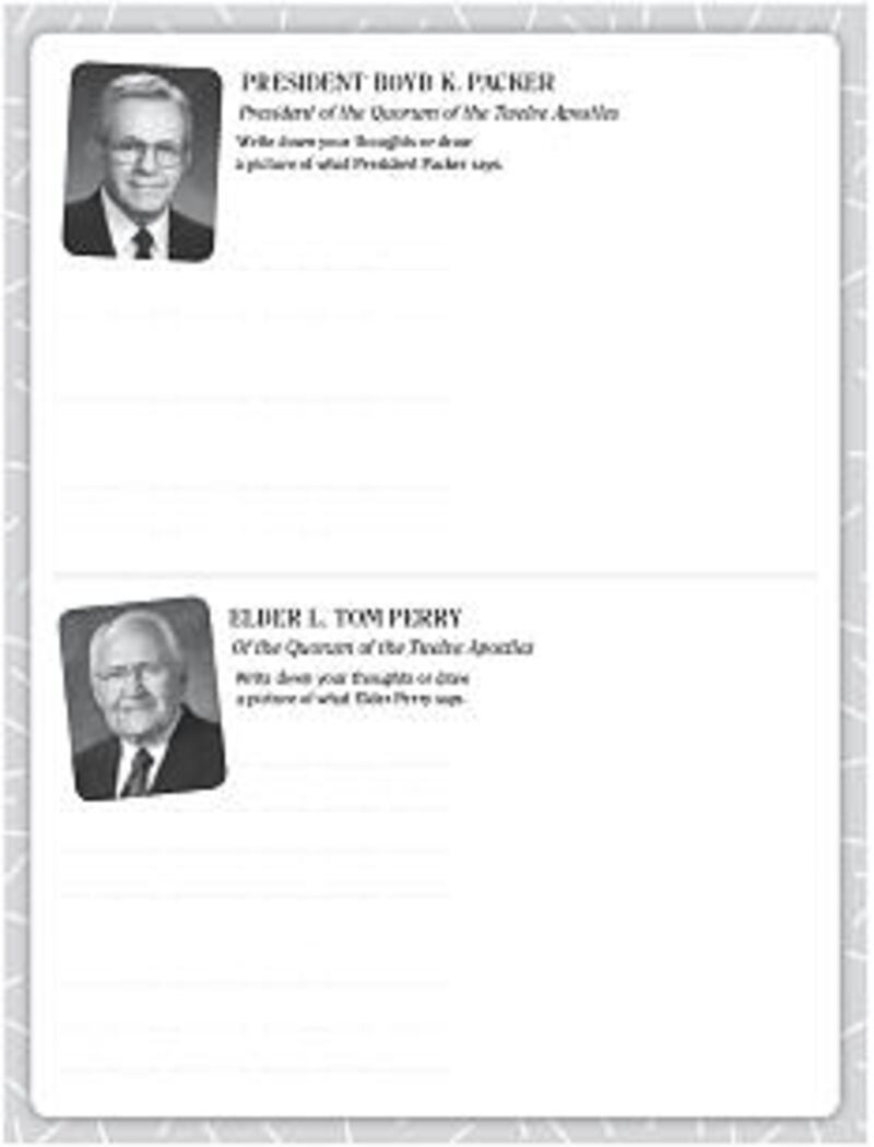 "General Conference Notebook" has space for writing thoughts or drawing pictures pertaining to gener