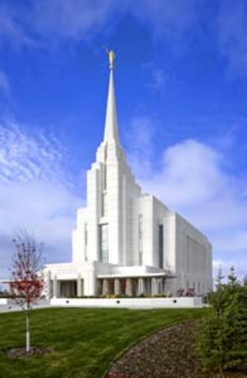 On the south side of BYU-Idaho campus, Rexburg temple, nearly 169 feet high, is faced with pre-cast