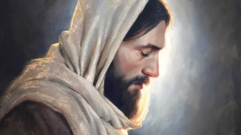 "Our Light" is by Dan Wilson is a portrait of Jesus Christ with his head bowed in prayer.