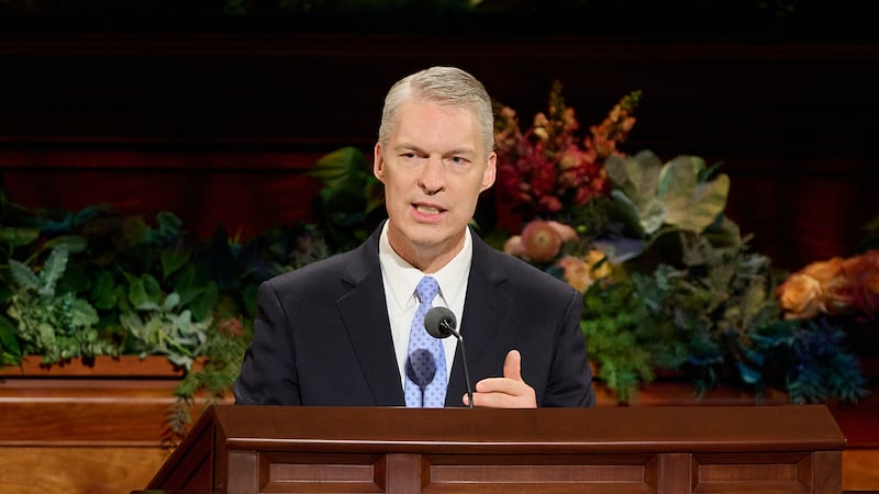Elder Jeremiah J. Morgan, a General Authority Seventy, speaks during the Saturday afternoon session of the 196th Semiannual General Conference of The Church of Jesus Christ of Latter-day Saints in the Conference Center in Salt Lake City on Oct. 3, 2026.