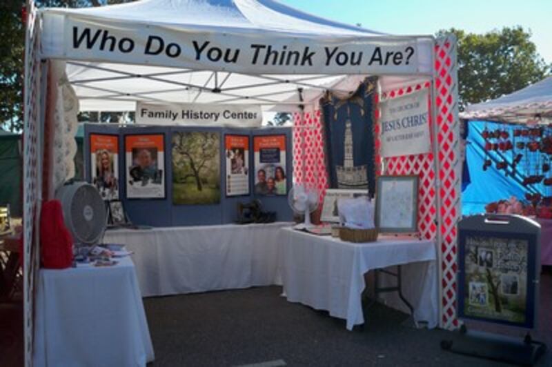 The family history booth at the Taste of Morgan Hill.