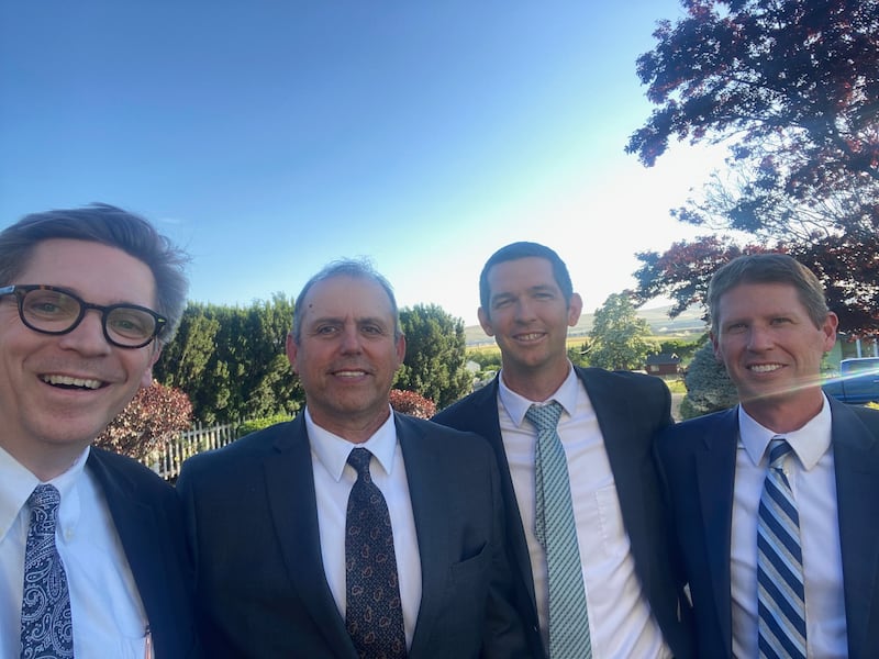 Bishops of the four Othello wards in the Othello Washington Stake take a picture together after a leadership conference on June 7, 2025.