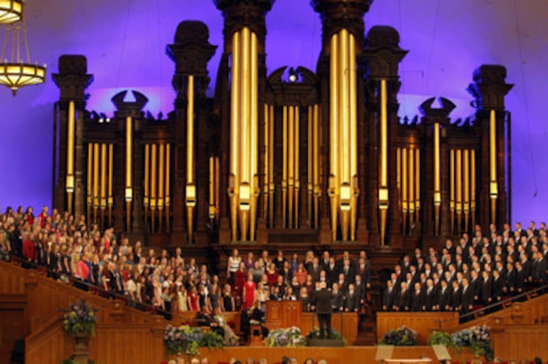 The Choir sings prior to Bishop Gerald Causse, first counselor in the Presiding Bishopric, speaking