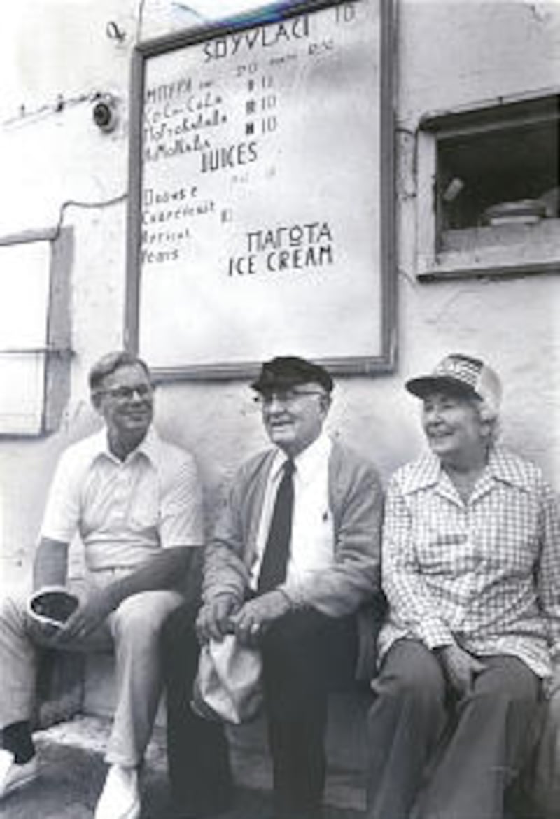 On Greek island of Mykonos in November 1979, President Kimball, his wife, Camilla, and physician Ern