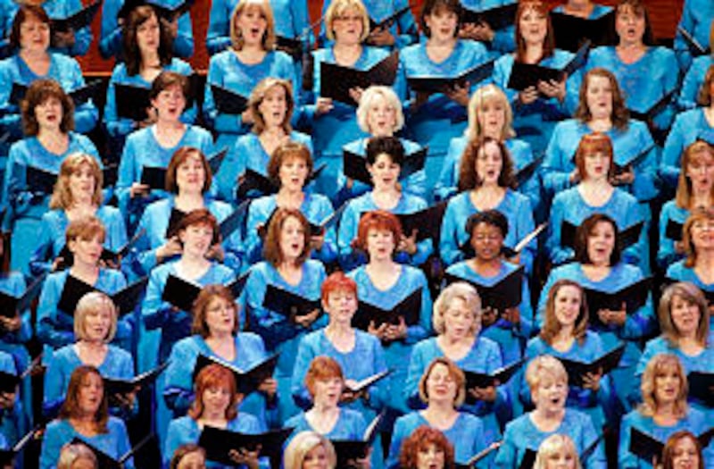 Members of the Tabernacle Choir sing during the First Presidency's Christmas Devotional Sunday, Dec.