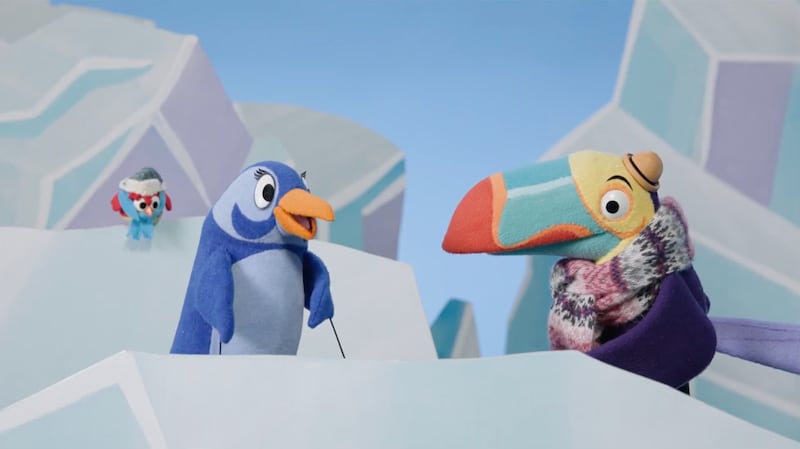 Bird puppets Gilbert, Penny and Louie speak about families during the September 2026 Friend to Friend broadcast.