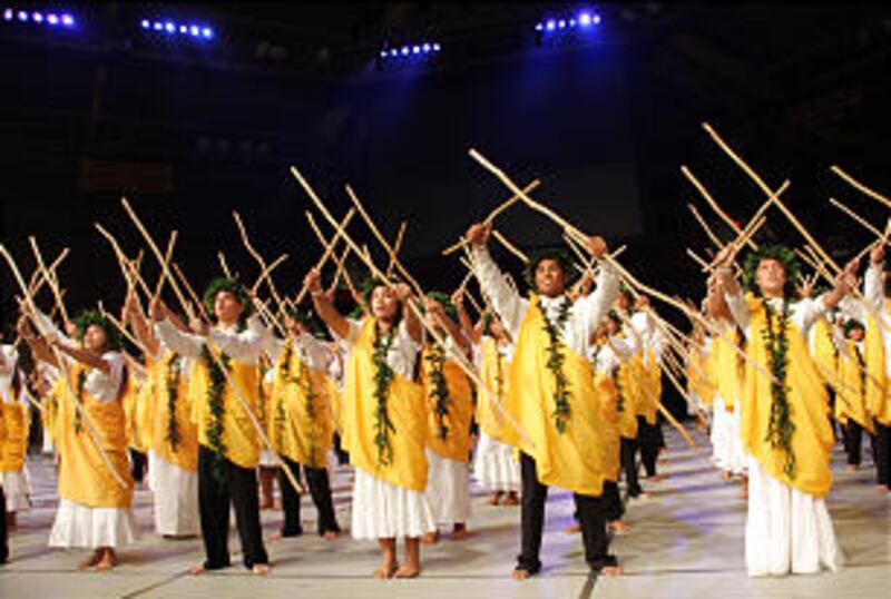 Youth from Makakilo Hawaii Stake dance during the Laie Hawaii Temple cultural celebration Nov. 20. M