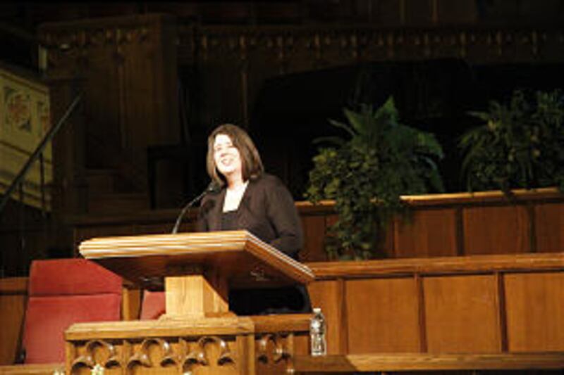Sister Seferovich speaks during the Nov. 14 Men and Women of Faith Lecture Series titled, "Faith to