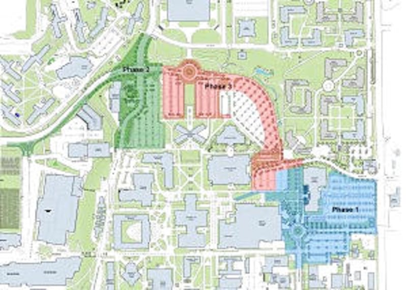 This map shows proposed phases for the upcoming construction at Brigham Young University.