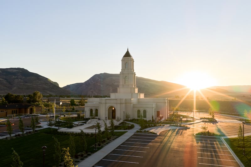 The Cody Wyoming Temple at sunset.