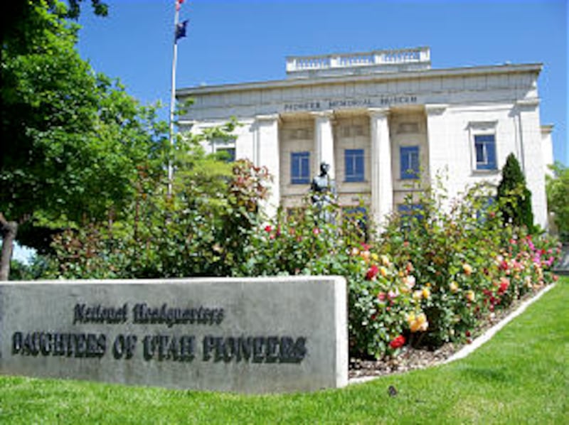 Outside the Daughters of the Utah Pioneers museum.