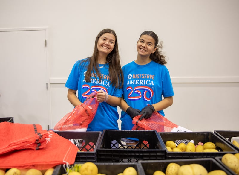 JustServe volunteers at the San Antonio Food Bank in San Antonio, Texas, help sort food after a donation of food from The Church of Jesus Christ of Latter-day Saints on July 22, 2026.