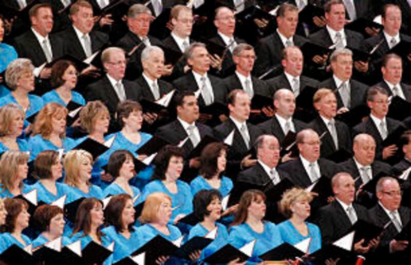 Members of the Tabernacle Choir sing during the First Presidency's Christmas Devotional Sunday, Dec.