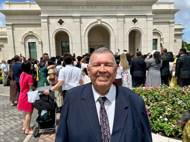 Salvador Sotelo Salgado stands outside the Managua Nicaragua Temple following its dedication in Managua, Nicaragua, on Sunday, Oct. 18, 2026.