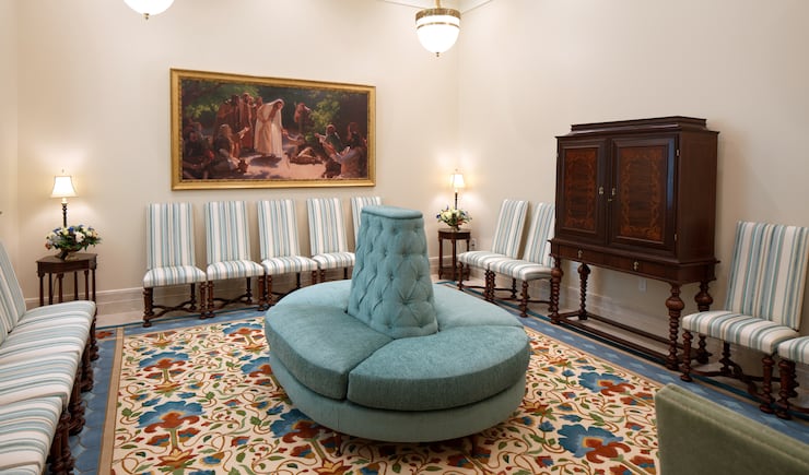 A waiting area inside the Miraflores Guatemala City Guatemala Temple.